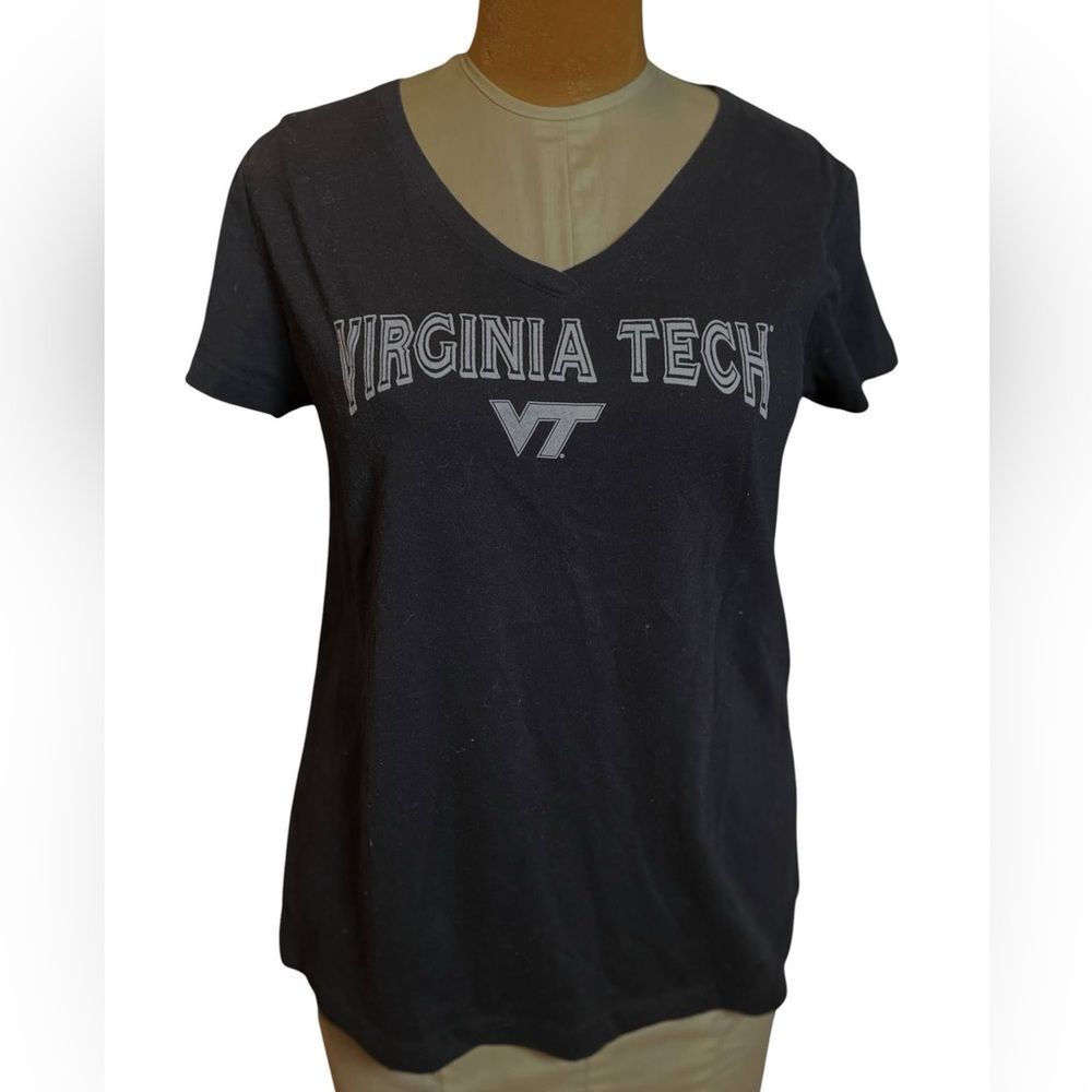 Virginia Tech Women's Black V-Neck Top 2X college hokies VT